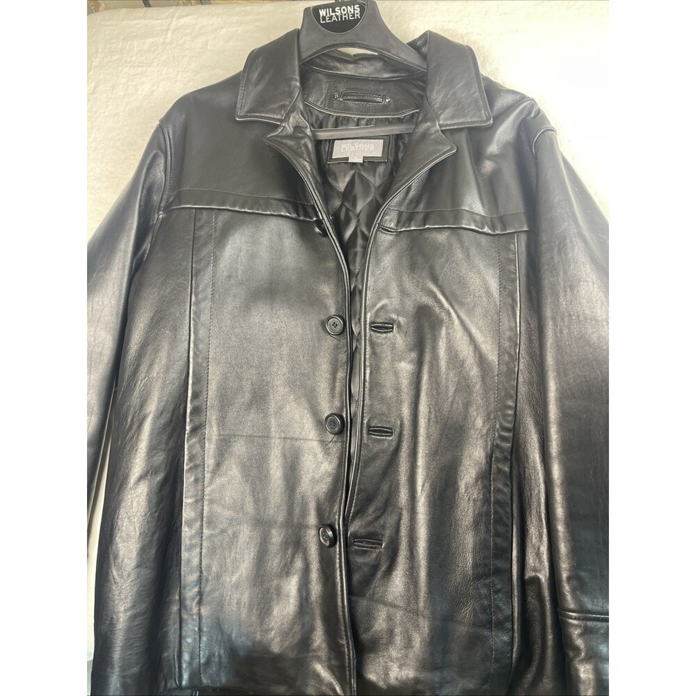 Wilsons Men's Vintage Black Leather Jacket with Quilted Lining, Large - Picture 7 of 14
